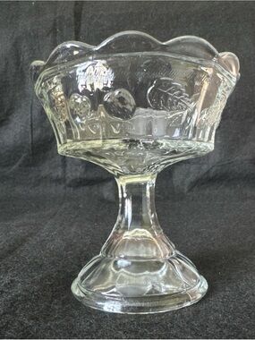 EAPG Northwood Strawberry & Cable Glass Pedestal Compote Candy Dish 5.25 x 5”